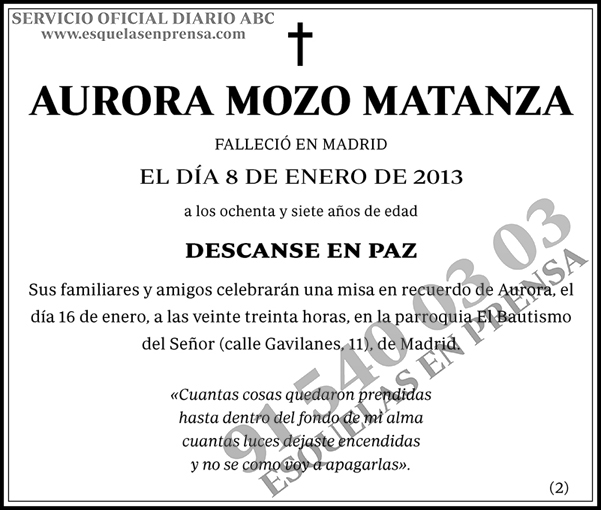 Aurora Mozo Matanza